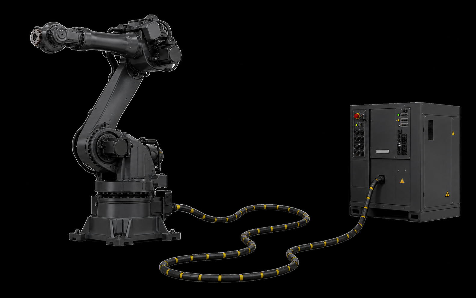 Industrial robot with a long tethered control cabinet for nuclear remote handling